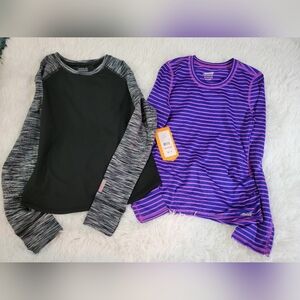 Avia Kids Short Sleeve Tees - Black and Purple Stripes